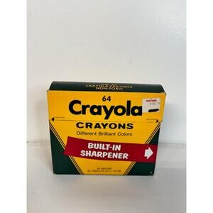 Vintage Crayola 64 Crayons Binney & Smith Brilliant Colors Built In Sharpener